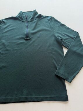 Nautica Men’s Dark Teal Quarter-Zip Long Sleeve Shirt